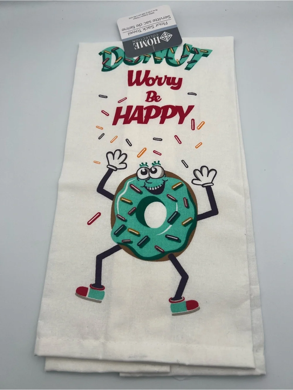 Home Collection Cotton Towel with Teal Donut and Red Accents Sets of 2 Kitchen
